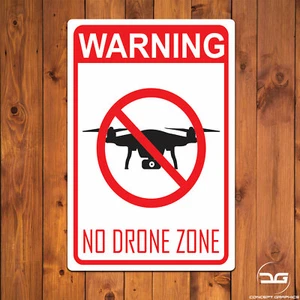 Warning No Drone Flying Zone Funny Area 51 Man Cave Metal Wall Art Sign Plaque - Picture 1 of 5
