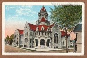 Asbury Methodist Episcopal Church Watertown NY UNP WB Postcard - Picture 1 of 2