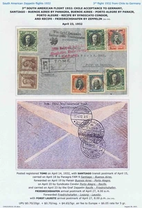 CHILE to GERMANY via BRAZIL 1932 ZEPPELIN 3rd SAF Flight Airmail Cover FREE Ship - Picture 1 of 3