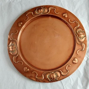 An Art Nouveau  Flower Heads Copper Tray J.S & S Joseph Sankey & Sons 31.5cm - Picture 1 of 7