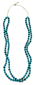 VINTAGE SANTO DOMINGO Beaded TURQUOISE & DARK BROWN PURPLE Square Bead Necklace - Picture 1 of 5