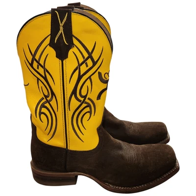 Twisted X Western Boots Men's 9.5D Hooey Collection Yellow Leather Suede Cowboy - Image 1 of 4
