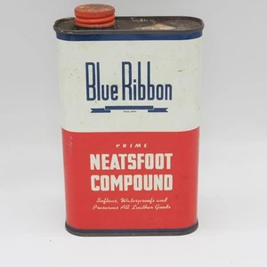 Boîte En Fer De Conception Publicitaire De Neatsfoot Prime Blue Ribbon - Picture 1 of 4