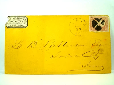 1860's J.C. MORRISON DRUGGIST Cover ALBIA IOWA N.E. CORNER COURT HOUSE SQUARE - Image 1 of 2