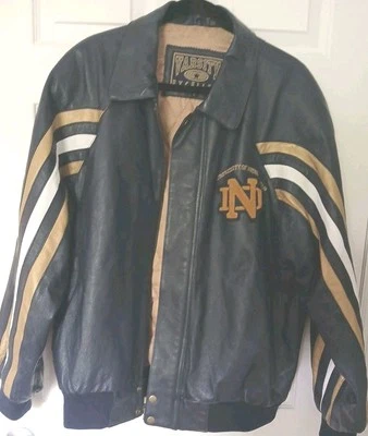 Chaqueta de cuero irlandesa de lucha NOTRE DAME, azul marino oscuro como nueva Foto 1 de 4