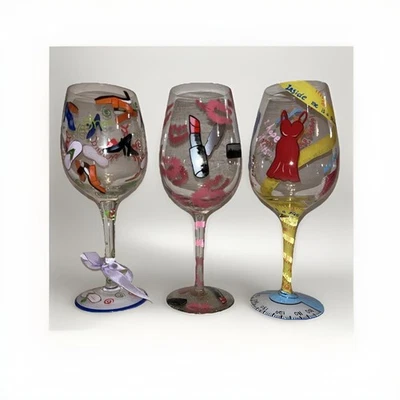 LOTE de 3 copas de vino LOLITA - Shoe Hound, lápiz labial, tipo de dieta con cajas Foto 1 de 4