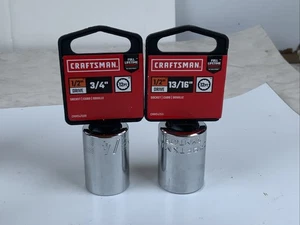 Craftsman 2pc CMMT 47508 3/4in. & 47511 13/16in.,  1/2 Drive 12pt SAE Sockets - Picture 1 of 6