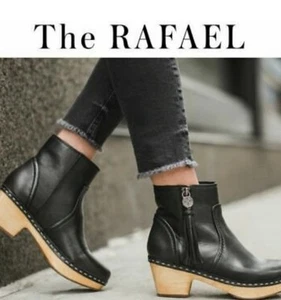 Patricia Nash Rafael Women's Booties Black Leather Retro Zip Chunky Heel 7M NEW - Picture 1 of 10