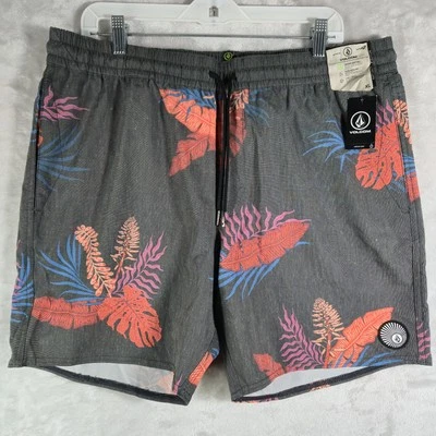 Pantalones Cortos Volcom Volley Bermudas Talla XL Gris Híbrido Boardshorts Hoja Floral Foto 1 de 4