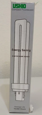 USHIO 26W CFL G24Q-3 4-PIN BASE 6500K UFL-CF26DE/865 3000238 - Image 1 of 4