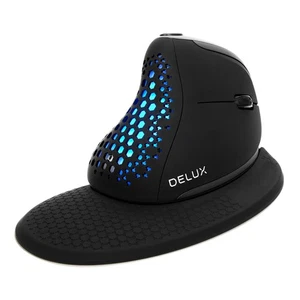 DELUX Seeker Souris ergonomique sans fil, écran OLED, 6 boutons et molette de pouce, Qui - Photo 1/9
