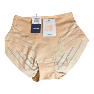 NWT Leonisa Womens Lace Stripe Undetectable Classic Shaper Brown/Nude Panty Sz M - Picture 1 of 10