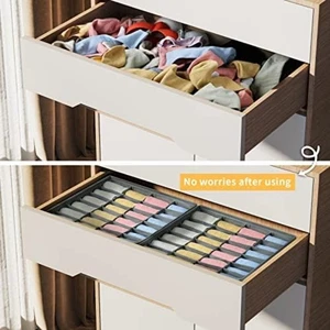 Sock Drawer Organizer Set 24 Compartments with Fabric for Neat Storage - Picture 1 of 12
