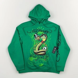 NEW Ed Hardy Cobra Tattoo Green Hoodie Sweatshirt Men's Size Large NWT - Picture 1 of 6