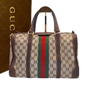 Alte Gucci Mini Boston Handtasche GG Muster Sherry Line 13 x 8 x 6 in Leder PVC - Bild 1 von 12