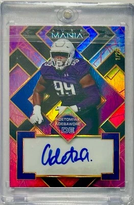 2023 Wild Card Auto Mania Adetomiwa Adebawore RC Auto 1/25 Square Rainbow Laser - Image 1 of 2