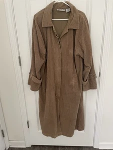 BEDFORD FAIR Vintage 80s Camel Cord Long Trench Overcoat Size XL - Bild 1 von 23