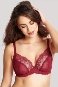 Panache Ana Plunge Bra 9396 Non Padded Stretch Lace UK 36D Burnt Red (89) - Picture 1 of 6
