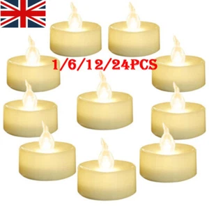 LED Tea Lights Candles Flameless Flickering Xmas Wedding Battery Operated - Picture 1 of 20