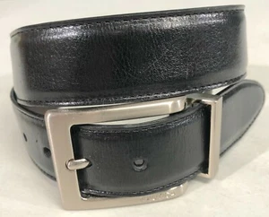 Nautica Black Leather Belt Silver Tone Buckle Size 22 - Picture 1 of 6