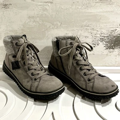 Botines RIEKER Mujer CORDULA Gris Imitación Gamuza 38EU/7US Forrados de Vellón Cremallera Lateral Foto 1 de 4