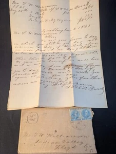 Carta comercial de los Estados Confederados de 1863 con cubierta y estampillas azules de 5¢ - Valle indio - Imagen 1 de 7