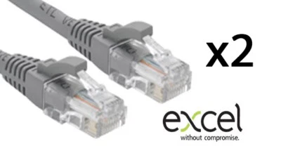 CAT5E 2M UTP Red Ethernet LAN Router Modem Patch Cable de conexión de PC a router x2