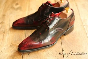 Jeffery West Zapatos Derby Brogue Cuero Negro Rojo Para Hombre UK 8 US 9 EU 42 - Imagen 1 de 10