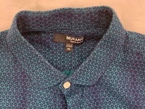 Murano Liquid Luxury Cotton Camp Shirt Mens Size XL Blue Green Geometric Mermaid - Picture 1 of 10