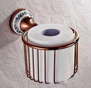 Rose Gold Copper Ceramic Bathroom Accessories Set Bath Hardware Towel Bar S012