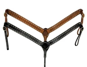 Showman Argentina Cow Leather Buckstitch Breast Collar - Picture 1 of 4
