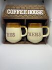 Vintage Wooden Coffee House with 2 Stoneware Mugs - Never Used