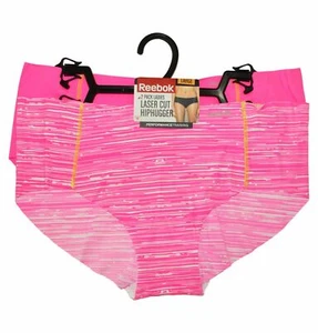 REEBOK LADIES PERFORMANCE LASER CUT HIPHUGGER 2PACK STRETCH FABRIC PINK, MEDIUM - Picture 1 of 2