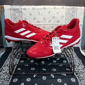 NEW adidas Icon 8 MD Team Power Red Cloud White Bounce Baseball Cleats Mens 13 - Picture 1 of 8