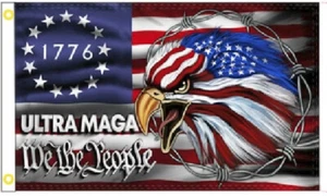 3X5 ULTRA MAGA WE THE PEOPLE 1776 TRUMP 2024 PATRIOTIC EAGLE FLAG BANNER 100D - Picture 1 of 3