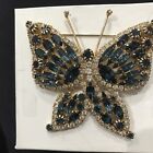 Huge Juliana Butterfly Sapphire Blue Color Brooch