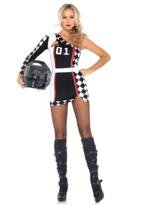 First Place Racer Adult Women's Alluring 2 pc Costume - Black/White - M/L, 8/14 - Picture 1 of 2