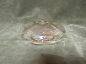 Paden City Pink Depression Glass Peacock and Wild Rose Single Candleholder - Picture 1 of 4