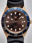 Seiko 5 Sport Automatic 4r35-02d0 43mm Gold Blue Men's 100m Diver Wristwatch 
