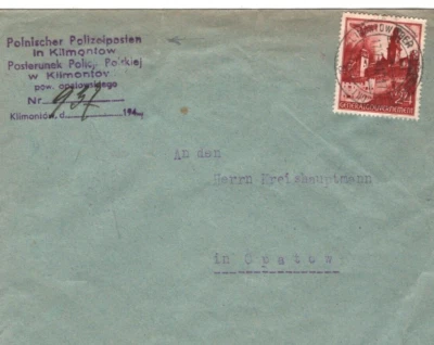 POLAND WW2 GERMANY OCC' Official 1941 Cover *POLISH POLICE* Klimontów MA661 - Image 1 of 4
