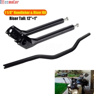 Motorcycle 1 1/8" Handle Bar & Riser 12"+1" Tall For Harley Touring Street Glide - Picture 1 of 12