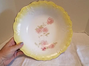 SERVIERT gelbe Rosen überbackene bemalte Servierschüssel 11 1/4" - Bild 1 von 7