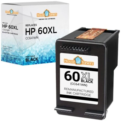 60 60XL Black Ink Cartridge for HP DeskJet D2530 D2563 D2645 D2663 Envy - 1PK - Image 1 of 2