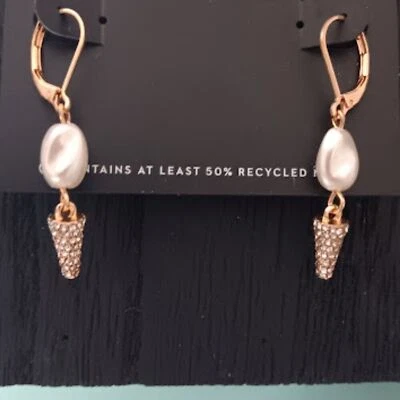 Pendientes colgantes VERA WANG Rocker Chic oro espiga cristal pavé transparente perlas**¡NUEVOS! Foto 1 de 3