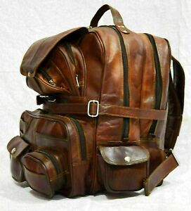 Large Genuine Vintage Leather Women's Backpack Brown Travel Rucksack Laptop Bag