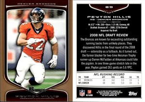 2009 Bowman Draft Picks Bronze 35/99 Peyton Hillis #89 Arkansas/Denver/Cleveland - Bild 1 von 2