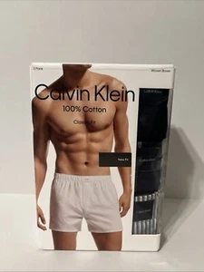 Calvin Klein Men's Cotton Classics 3-Pack Woven Boxer, Black Mix, XLarge - Picture 1 of 2