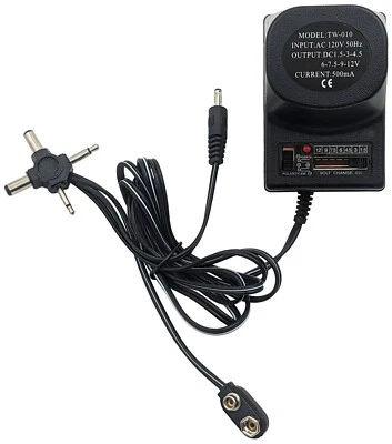 9w, 500mA Universal AC/DC Power Adapter 1.5V, 3V, 4.5V, 6V, 7.5V, 9V and 12V DC - Image 1 of 4