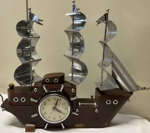 MCM UNITED Solid Wood Nautical/Clipper/Sailing/Pirate Galleon Ship MANTEL Clock - Picture 1 of 12
