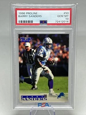 1996 Pro Line #50 Barry Sanders NFL HOF PSA 10 GEM MT - Image 1 of 2